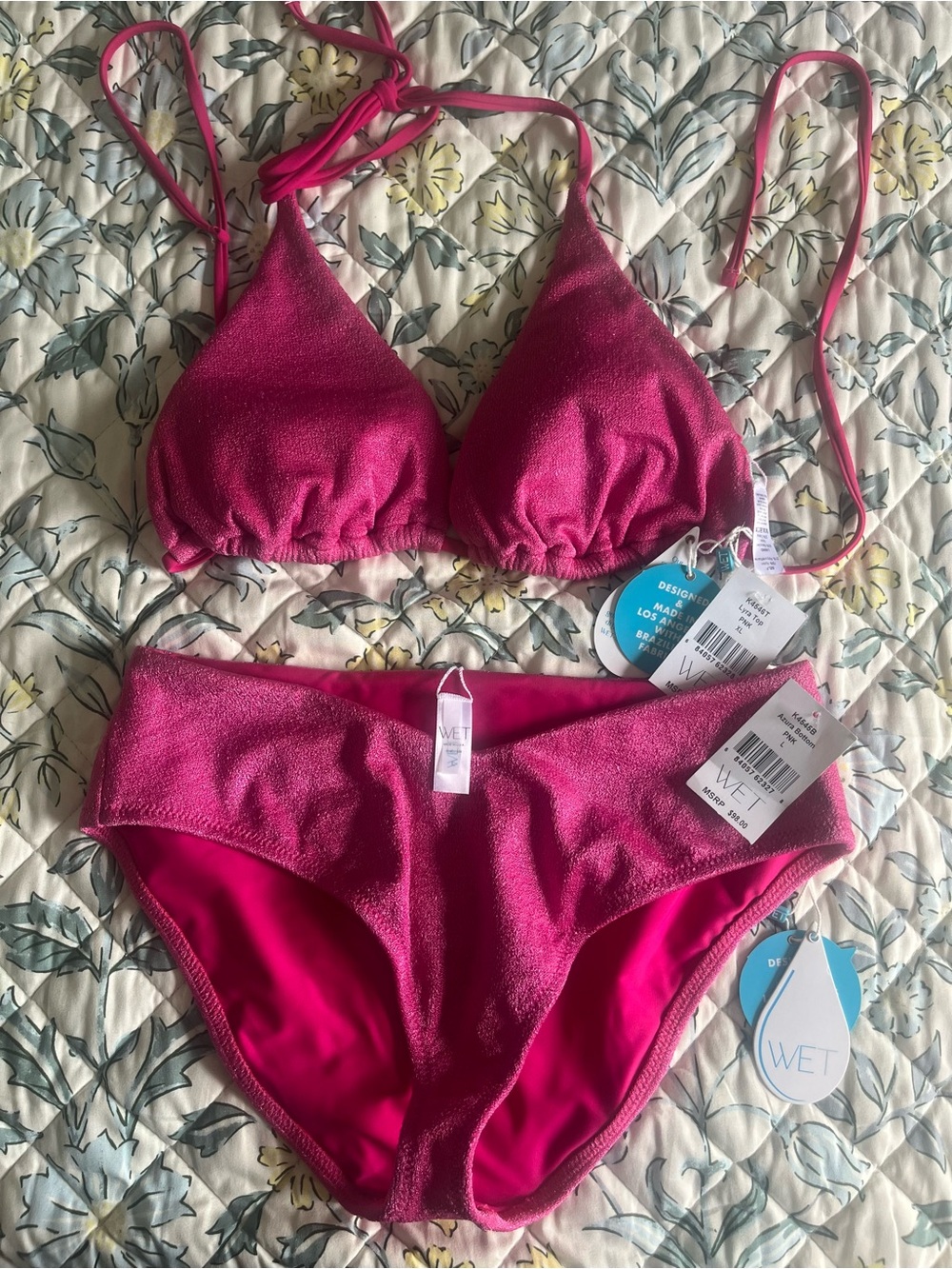 Wet Swim Hot Pink Textured Two-Piece Bikini